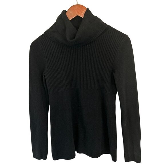 Banana Republic Turtleneck Wool Cashmere Rib Knit Fitted Black Sweater Size Smal - Picture 2 of 9